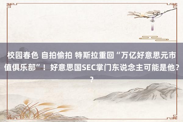 校园春色 自拍偷拍 特斯拉重回“万亿好意思元市值俱乐部”！好意思国SEC掌门东说念主可能是他？