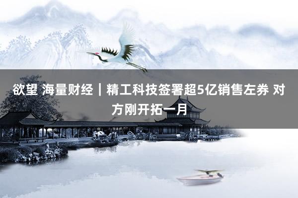 欲望 海量财经｜精工科技签署超5亿销售左券 对方刚开拓一月