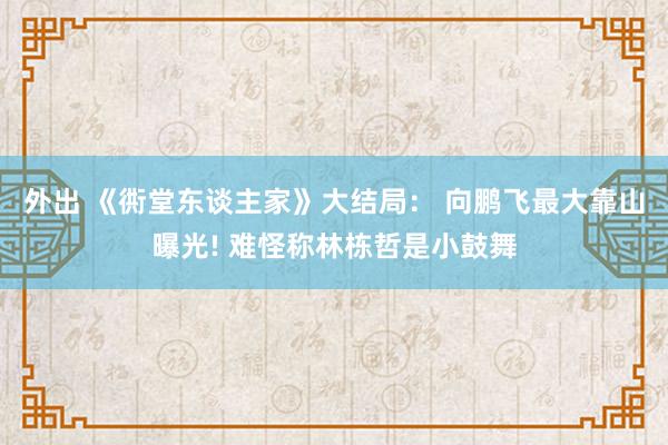 外出 《衖堂东谈主家》大结局： 向鹏飞最大靠山曝光! 难怪称林栋哲是小鼓舞