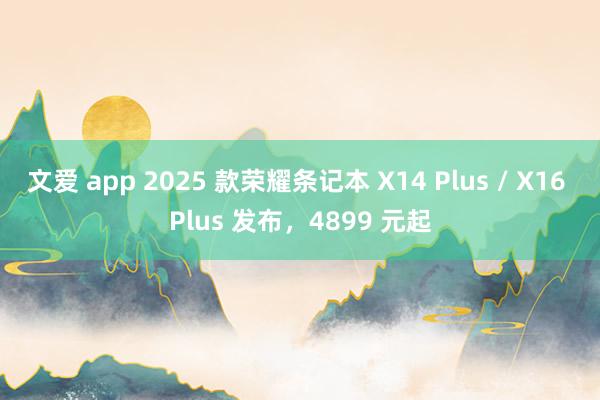 文爱 app 2025 款荣耀条记本 X14 Plus / X16 Plus 发布，4899 元起
