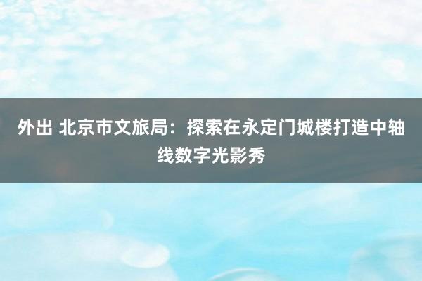 外出 北京市文旅局：探索在永定门城楼打造中轴线数字光影秀