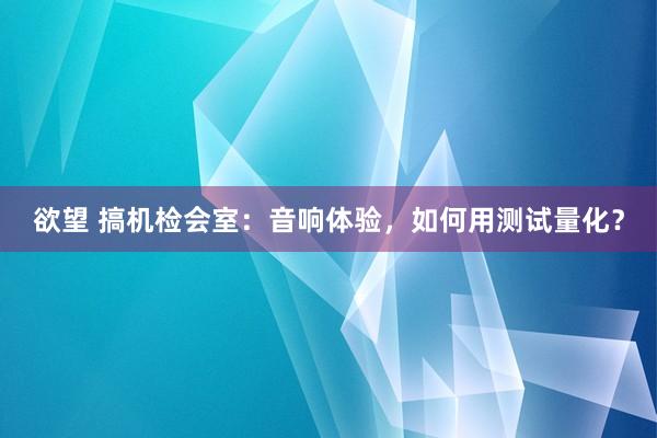 欲望 搞机检会室：音响体验，如何用测试量化？
