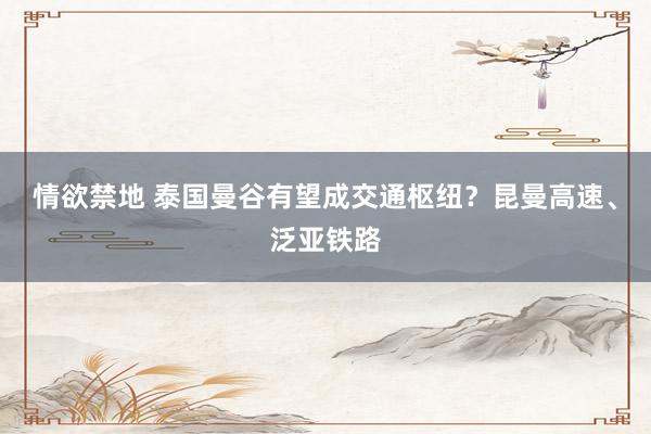 情欲禁地 泰国曼谷有望成交通枢纽？昆曼高速、泛亚铁路