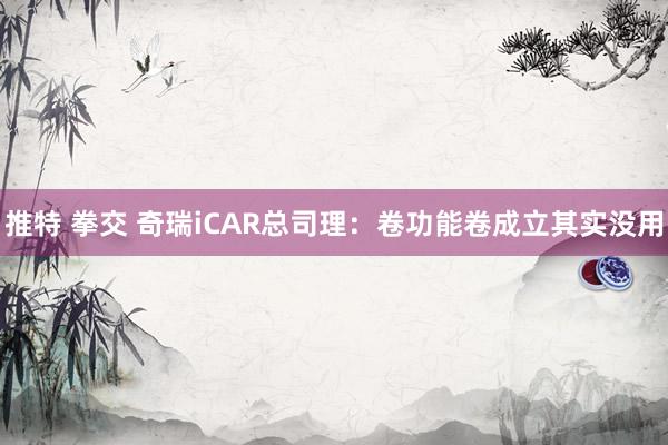推特 拳交 奇瑞iCAR总司理：卷功能卷成立其实没用