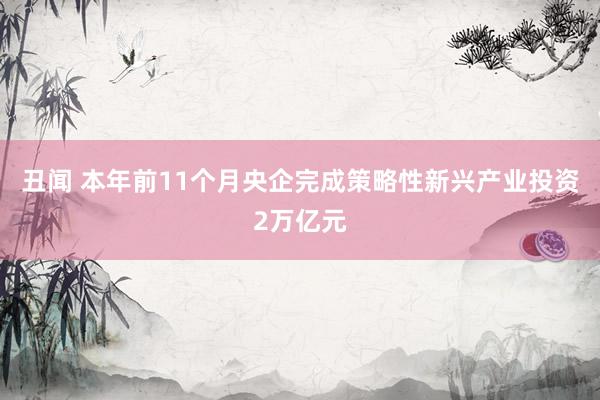 丑闻 本年前11个月央企完成策略性新兴产业投资2万亿元
