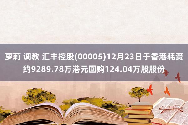 萝莉 调教 汇丰控股(00005)12月23日于香港耗资约9289.78万港元回购124.04万股股份