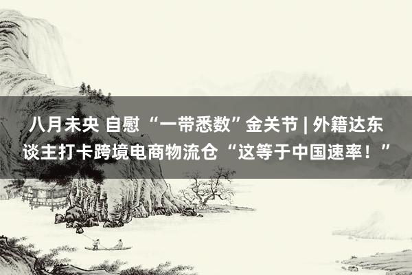 八月未央 自慰 “一带悉数”金关节 | 外籍达东谈主打卡跨境电商物流仓 “这等于中国速率！”