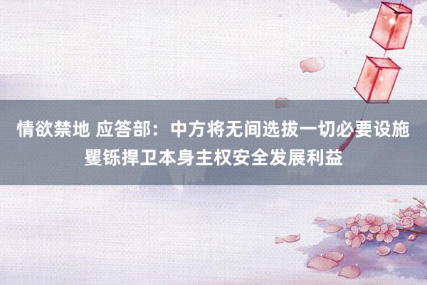 情欲禁地 应答部：中方将无间选拔一切必要设施矍铄捍卫本身主权安全发展利益