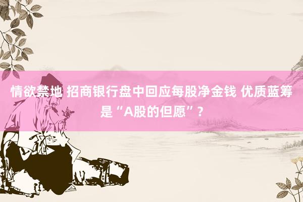 情欲禁地 招商银行盘中回应每股净金钱 优质蓝筹是“A股的但愿”？