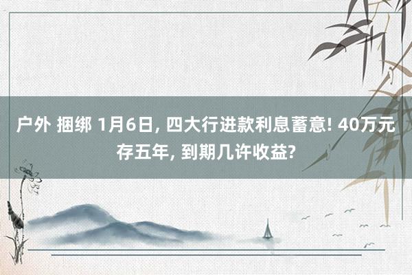 户外 捆绑 1月6日， 四大行进款利息蓄意! 40万元存五年， 到期几许收益?