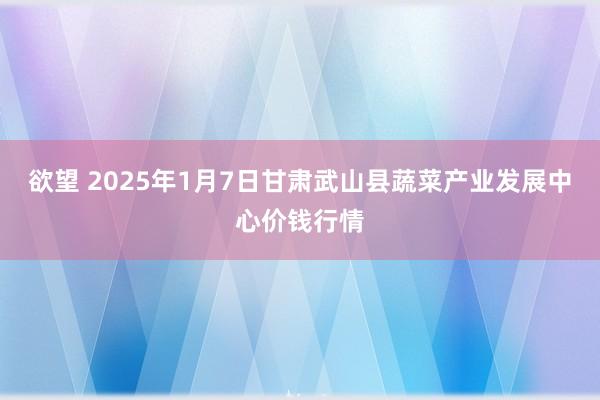 欲望 2025年1月7日甘肃武山县蔬菜产业发展中心价钱行情