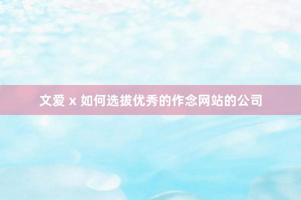 文爱 x 如何选拔优秀的作念网站的公司