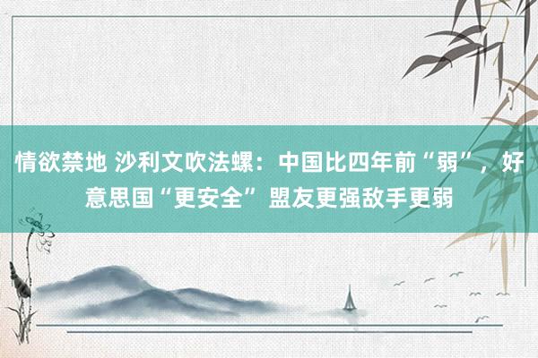 情欲禁地 沙利文吹法螺：中国比四年前“弱”，好意思国“更安全” 盟友更强敌手更弱