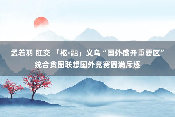 孟若羽 肛交 「枢·融」义乌“国外盛开重要区”统合贪图联想国外竞赛圆满斥逐
