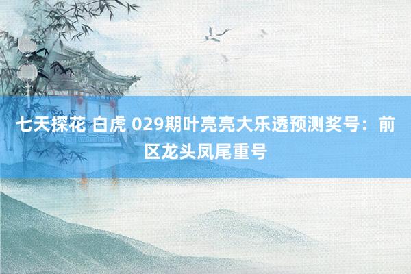 七天探花 白虎 029期叶亮亮大乐透预测奖号：前区龙头凤尾重号
