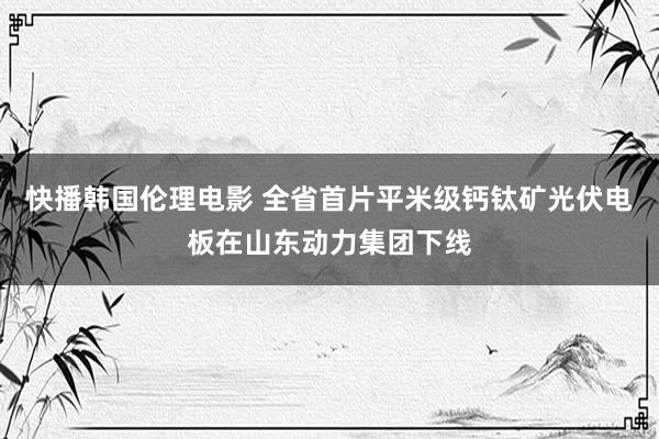 快播韩国伦理电影 全省首片平米级钙钛矿光伏电板在山东动力集团下线