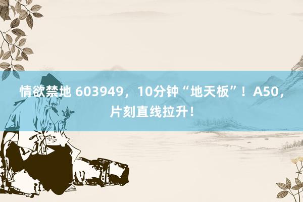 情欲禁地 603949，10分钟“地天板”！A50，片刻直线拉升！