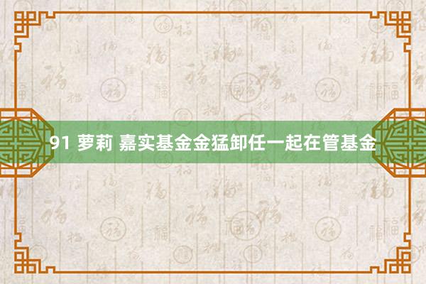 91 萝莉 嘉实基金金猛卸任一起在管基金
