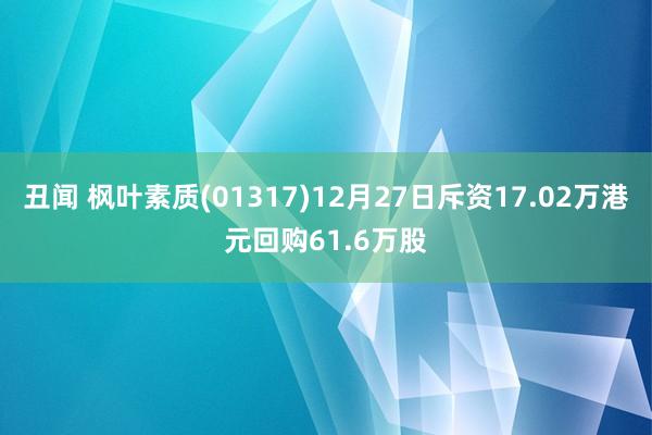 丑闻 枫叶素质(01317)12月27日斥资17.02万港元回购61.6万股