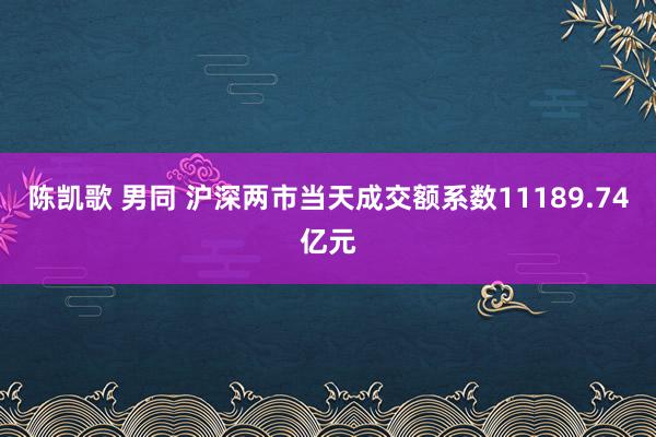 陈凯歌 男同 沪深两市当天成交额系数11189.74亿元