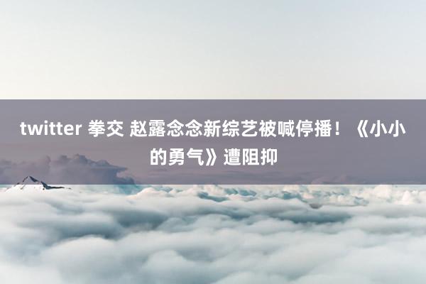 twitter 拳交 赵露念念新综艺被喊停播！《小小的勇气》遭阻抑