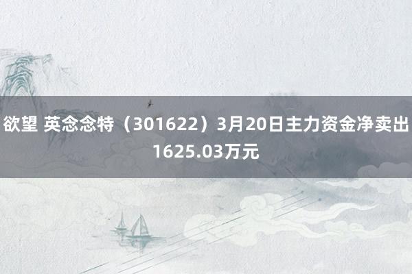欲望 英念念特（301622）3月20日主力资金净卖出1625.03万元