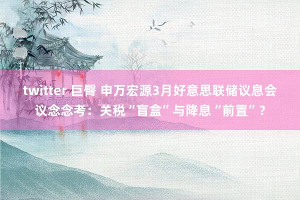 twitter 巨臀 申万宏源3月好意思联储议息会议念念考：关税“盲盒”与降息“前置”？